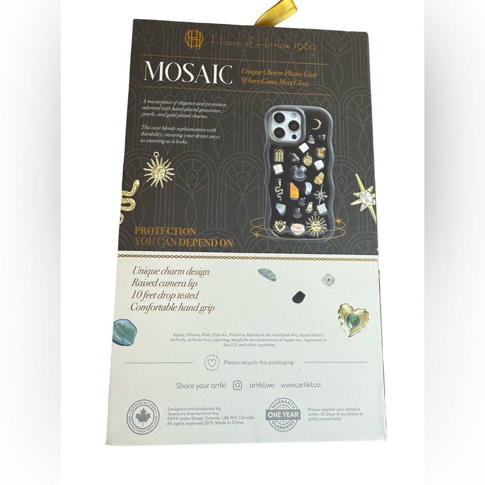House of Harlow 1960 NWT Unique Charm Mosaic Black iPhone 15 Phone Case - Picture 5 of 9